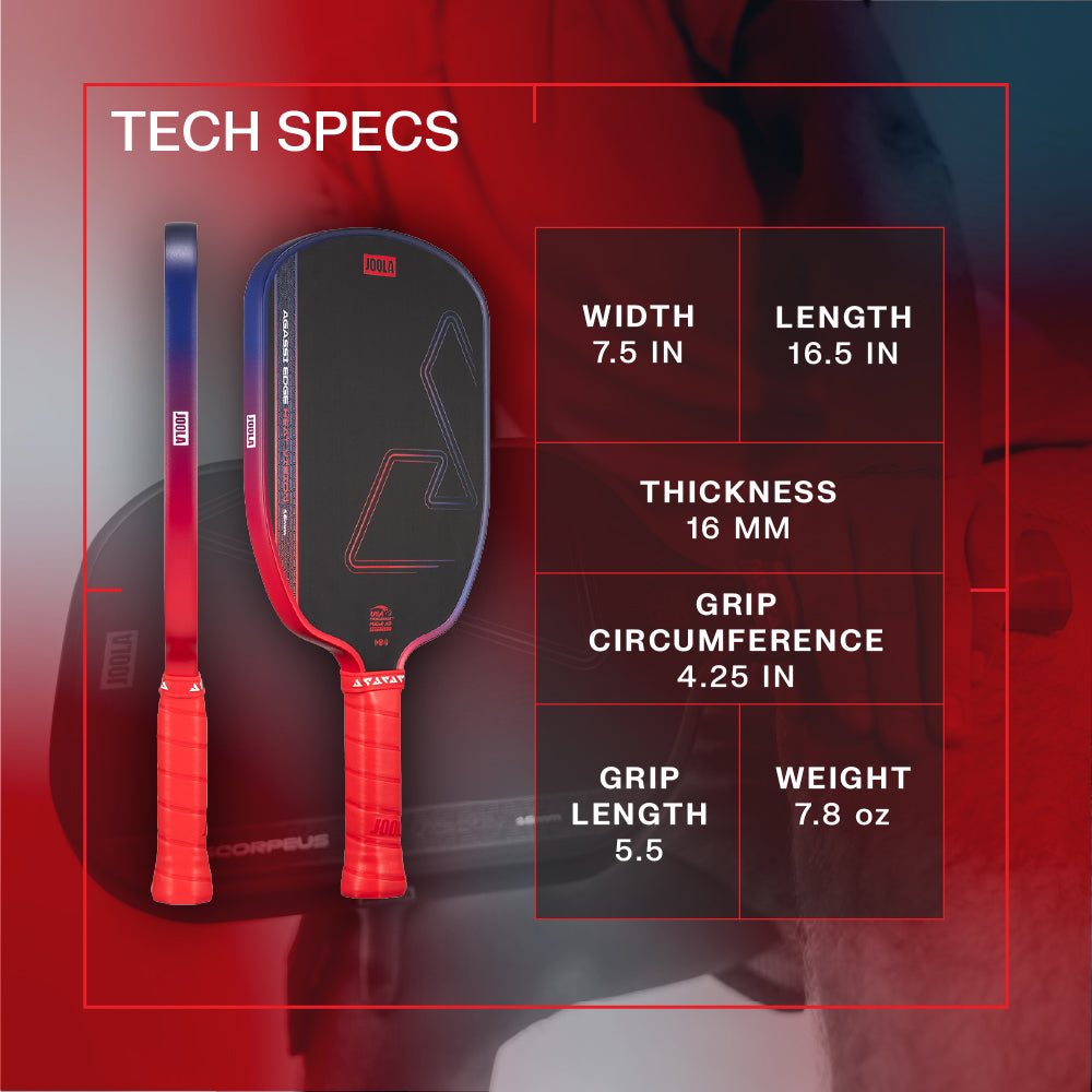 JOOLA Agassi Edge Heat Vision Pickleball Paddle - Blaze Red