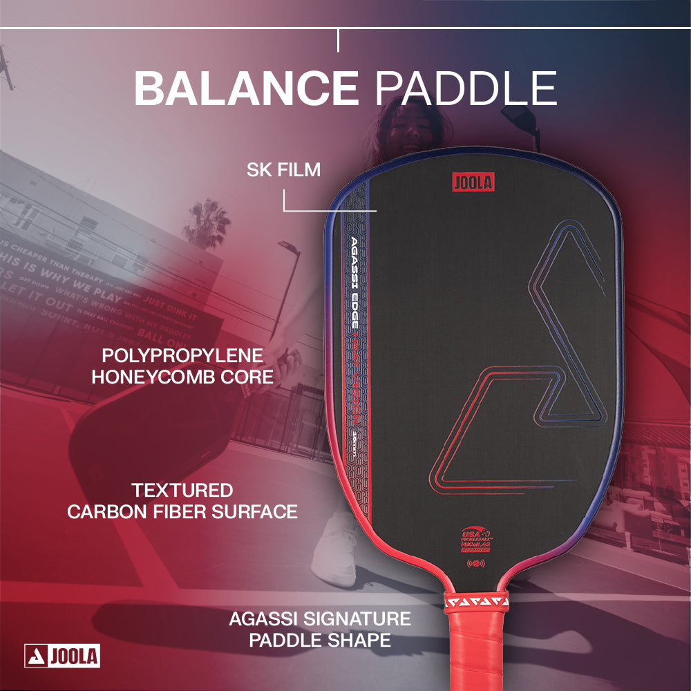 JOOLA Agassi Edge Heat Vision Pickleball Paddle - Blaze Red