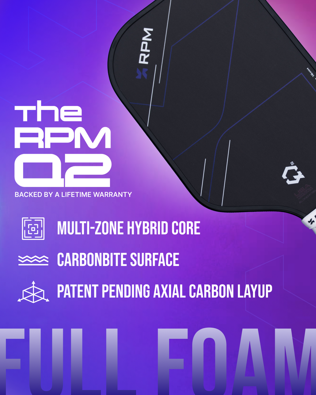 RPM Q2 14mm Elongated Pickleball Paddle