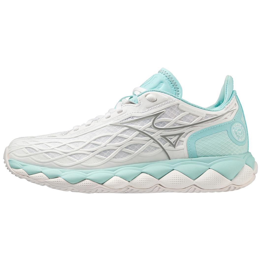 Mizuno WAVE ENFORCE TOUR AC WOMEN'S TENNIS SHOE - WHITE-TANAGER TURQUOISE