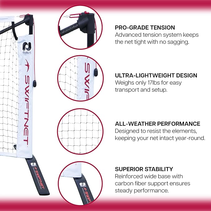 Swiftnet 2.1 Portable Pickleball net System - Durable and Lightweight Pickle Ball Net for Indoor and Outdoor Use Pickleball Nets for Competitive and Recreational Play