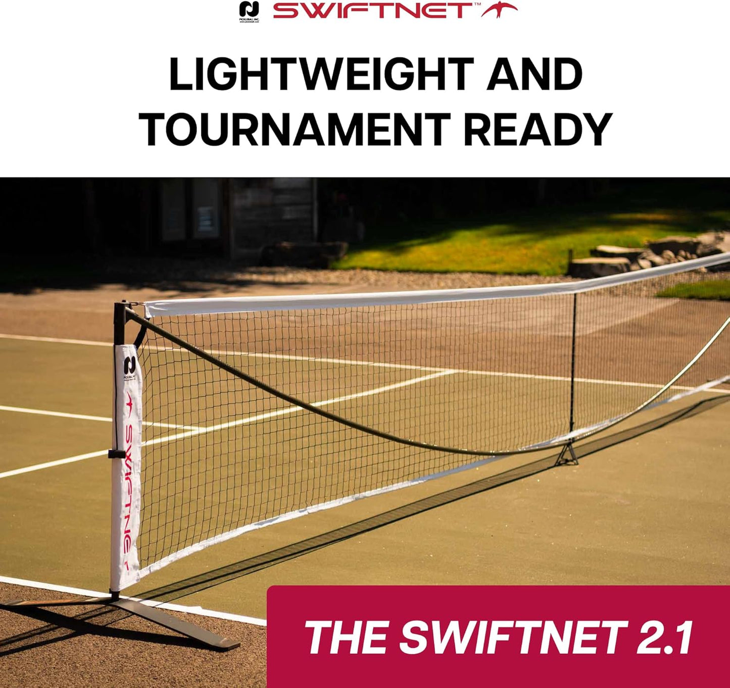 Swiftnet 2.1 Portable Pickleball net System - Durable and Lightweight Pickle Ball Net for Indoor and Outdoor Use Pickleball Nets for Competitive and Recreational Play